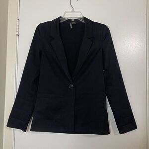 H&M womens career black blazer jacket one button size US 2